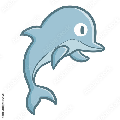 Funny and cute dolphin jumping - vector.