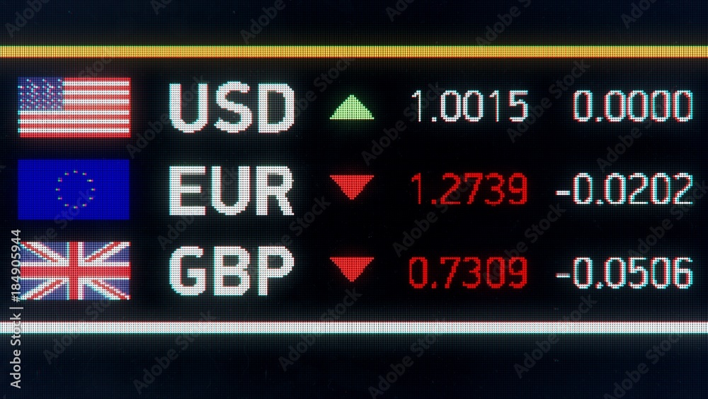 Euro, British pound falling compared to US dollar, Great Britain exits EU. European Union and Great Britain currencies plummet down after Brexit, financial crisis