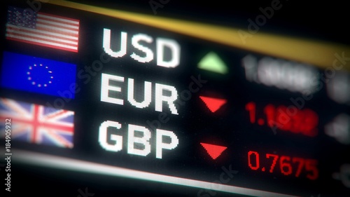 British pound, Euro, US dollar comparison, currencies falling, financial crisis. European Union and Great Britain currencies plummet down after Brexit photo