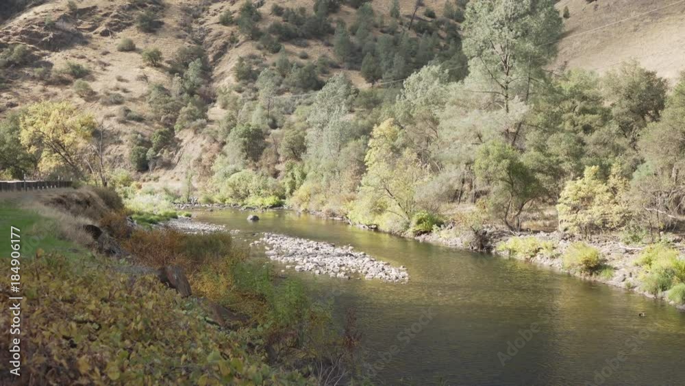 gimbal down shot of merced river in daytime gimbal down shot of merced river in daytime
