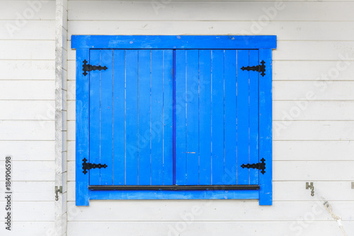 Blue wooden window detail