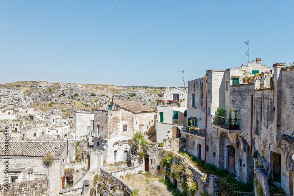 View over Matera, Basilicata Italy. UNESCO site and cave town.