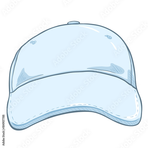 Vector Cartoon Classic Blank Baseball Cap. Front View.