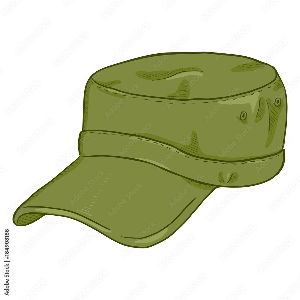Fototapeta Vector Cartoon Army Cap. Summer Military Head Gear