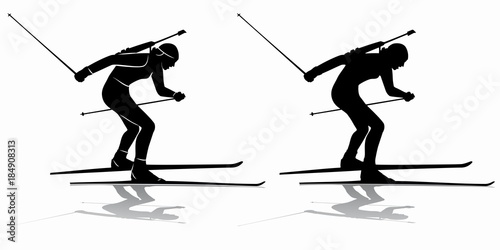 silhouette of a biathlon skier , vector draw