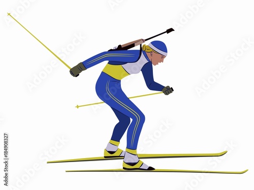 illustration of a biathlon skier , vector draw