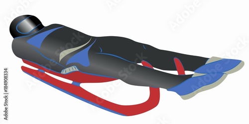 illustration rider on sled , vector draw