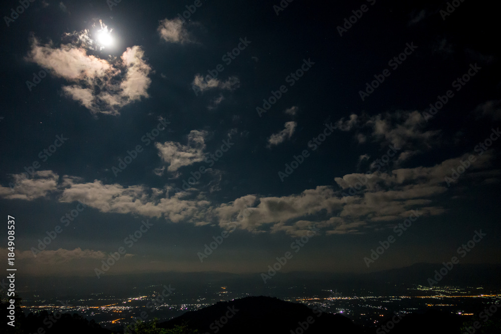 Mountain scenery in the night. Photo taken from Doi Ang Khang, Chiang Mai, Thailand Mountain scenery in the night. Photo taken from Doi Ang Khang, Chiang Mai, Thailand