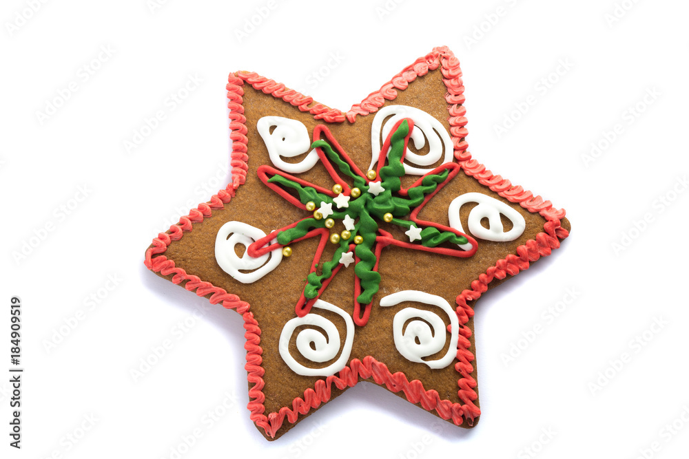 Gingerbread homemade cookie isolated on white background