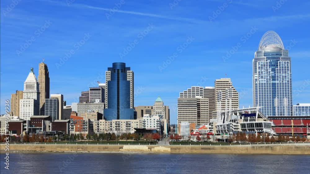Timelapse Cincinnati city center with Ohio River 4K Timelapse Cincinnati city center with Ohio River 4K