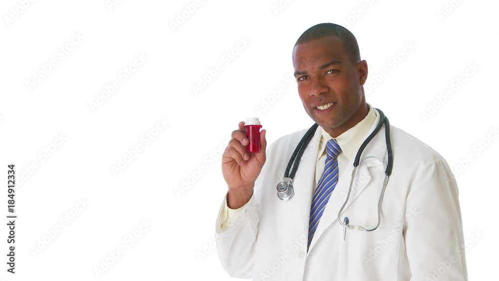 Medical doctor holding a prescription pill bottle Medical doctor holding a prescription pill bottle