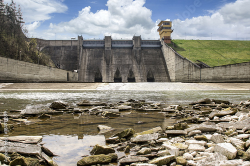 DOBCZYCE, POLAND - APRIL 02, 2016: River dam photo