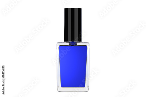 blue nail polish bottle on white background. 3d illustration
