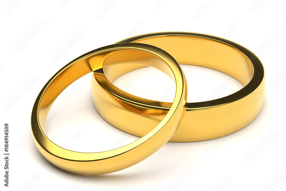 3d render of golden rings isolated on white background 3d render of golden rings isolated on white background