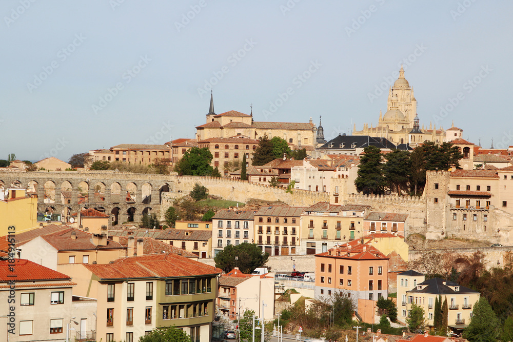 View to the center of Segovia, Spain 