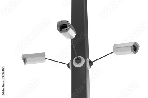 CCTV security camera on white background. 3d illustration