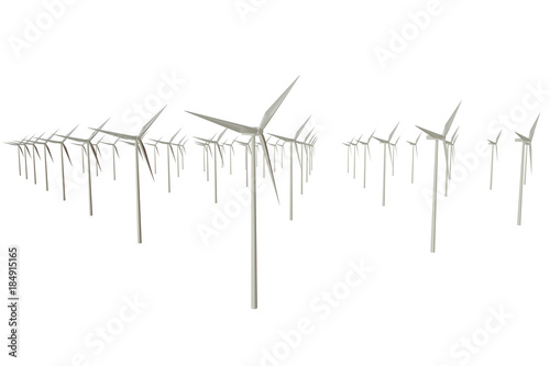 Wind Turbines isolated on white background. 3D illustration