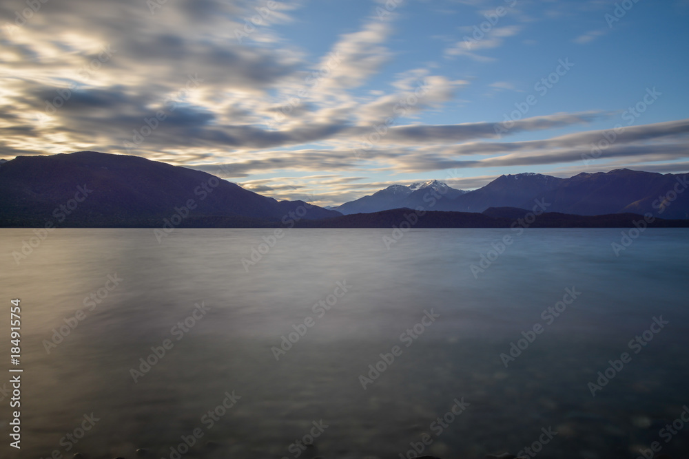 Long exposure of Lake Te Anau in New Zealand