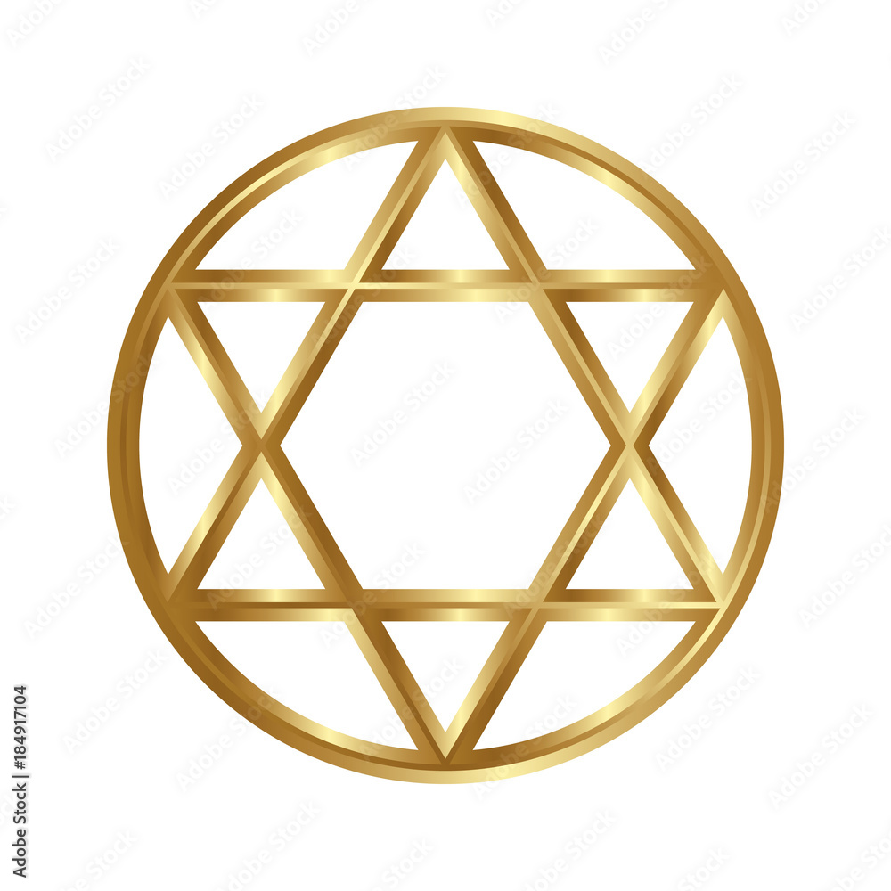 Golden seal of Solomon, star of David. Vector six-pointed star. Stock  Vector | Adobe Stock