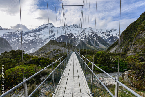 Suspension, sling bridge to Mt Cook photo