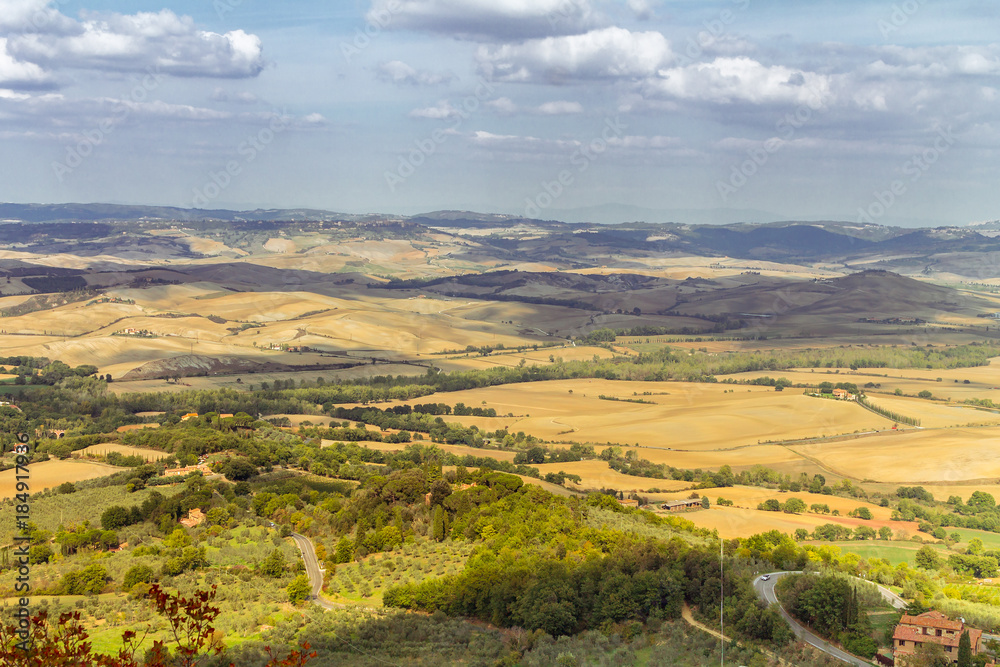 Tuscany landscape with cloudy sky