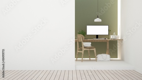 3D Rendering minimal style Interior minimal work space or living room and wall decorate in hotel