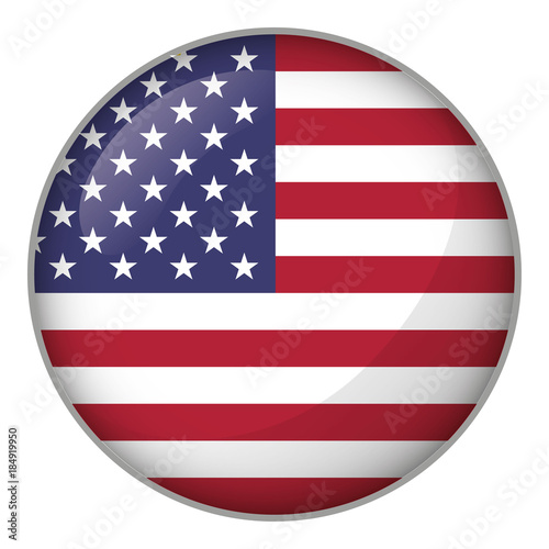 Icon representing round button USA flag. Ideal for catalogs of institutional materials and geography