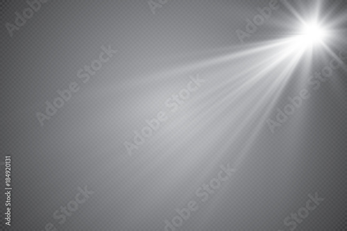  Vector transparent sunlight special lens flare light effect. Sun flash with rays and spotlight.