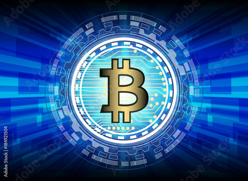 bitcoin and blockchain digital technology, virtual currency blockchain technology concept