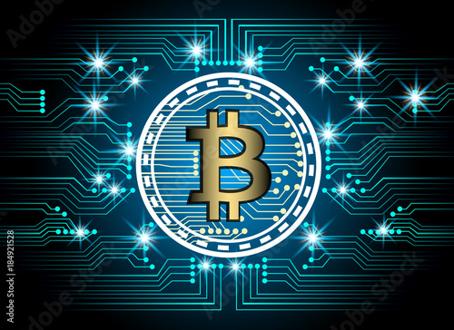 bitcoin and blockchain digital technology, virtual currency blockchain technology concept