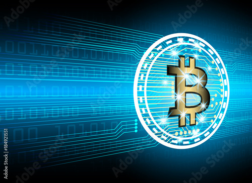 bitcoin and blockchain digital technology, virtual currency blockchain technology concept