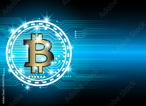 bitcoin and blockchain digital technology, virtual currency blockchain technology concept