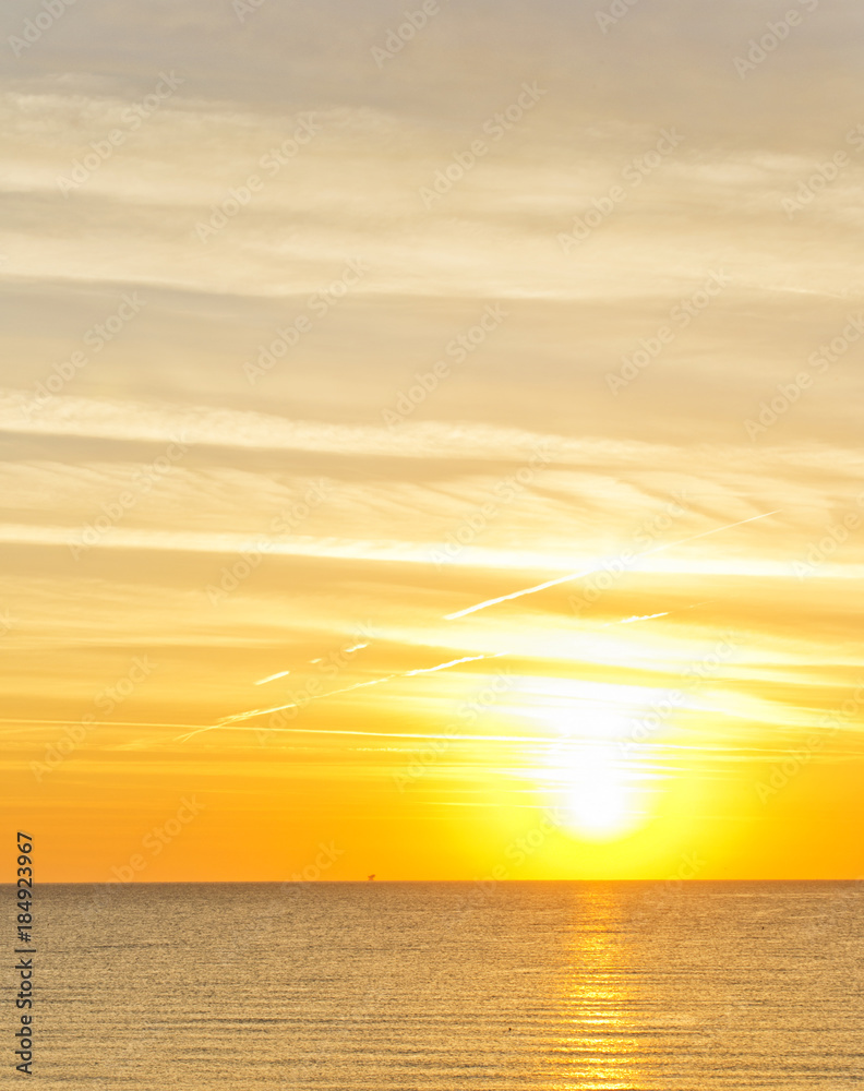 Fototapeta premium orange dawn over mediterranean sea in summer. for travel and naturalistic concept