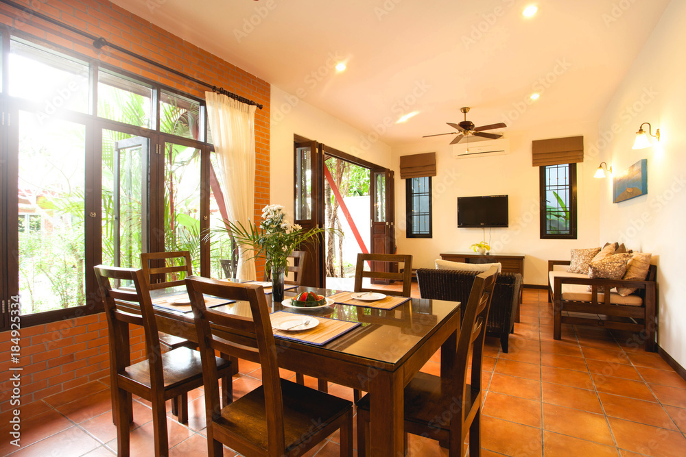 Luxury interior design in livingroom of pool villas Luxury interior design in livingroom of pool villas
