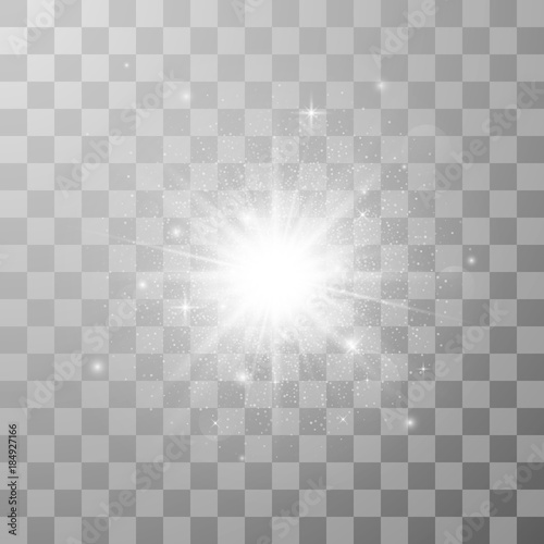 Glow light effect. Star burst with sparkles. Vector illustration in transparent background © Ihor