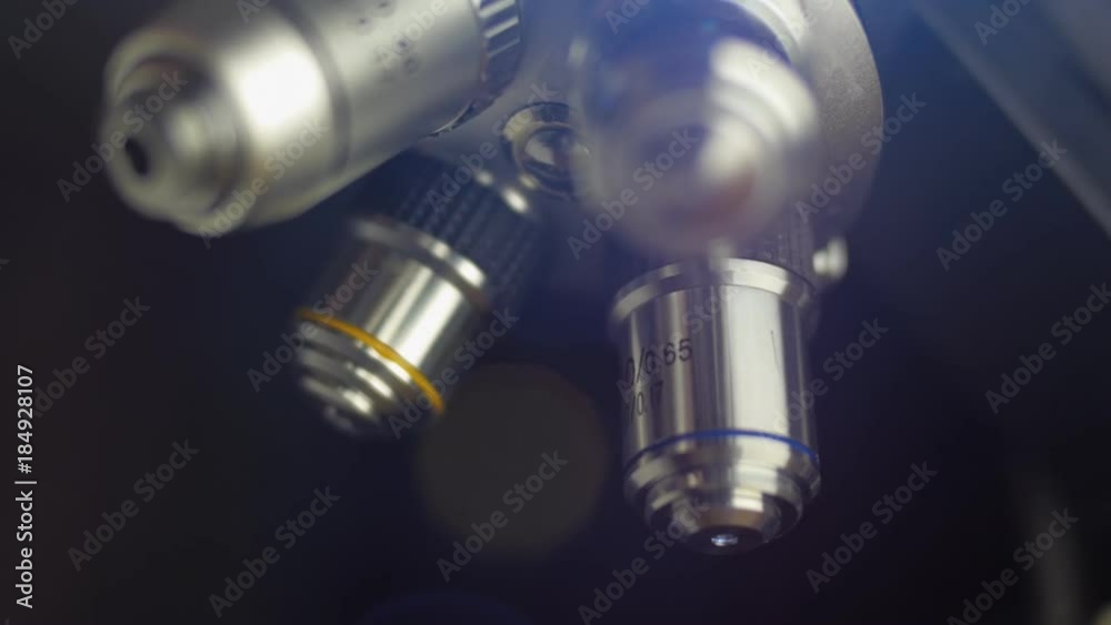 Block of lens of the microscope. Macro. Closeup. Shallow depth of field Block of lens of the microscope. Macro. Closeup. Shallow depth of field