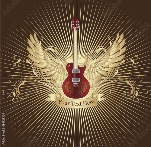 guitar grunge with wings illustration