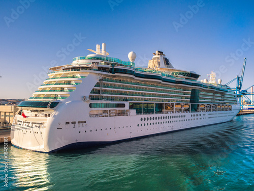 Luxury cruise ship docked at Civitavecchia port  the most important port close Rome  Italy.