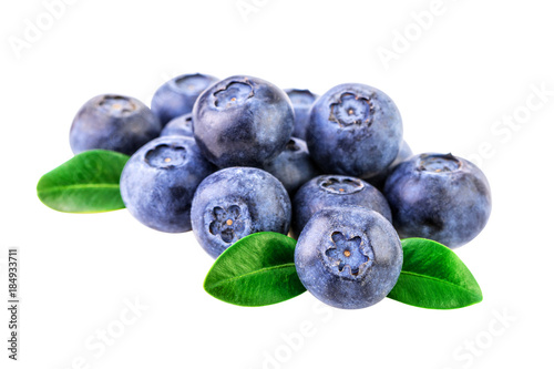 Stack of Blueberries isolated on white with clipping path