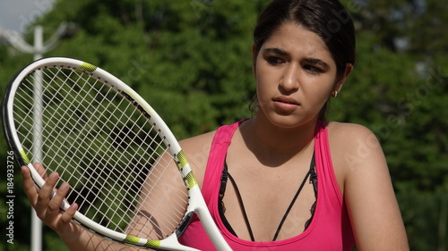 Unhappy Confused Athletic Tennis Player Teen Female