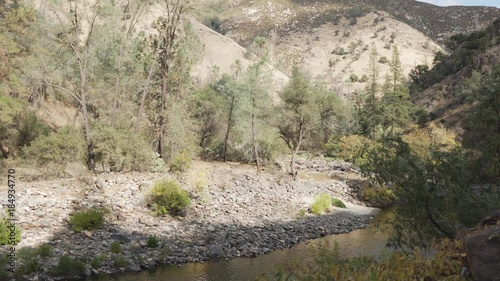 gimbal forward walk shot of landscape on merced river