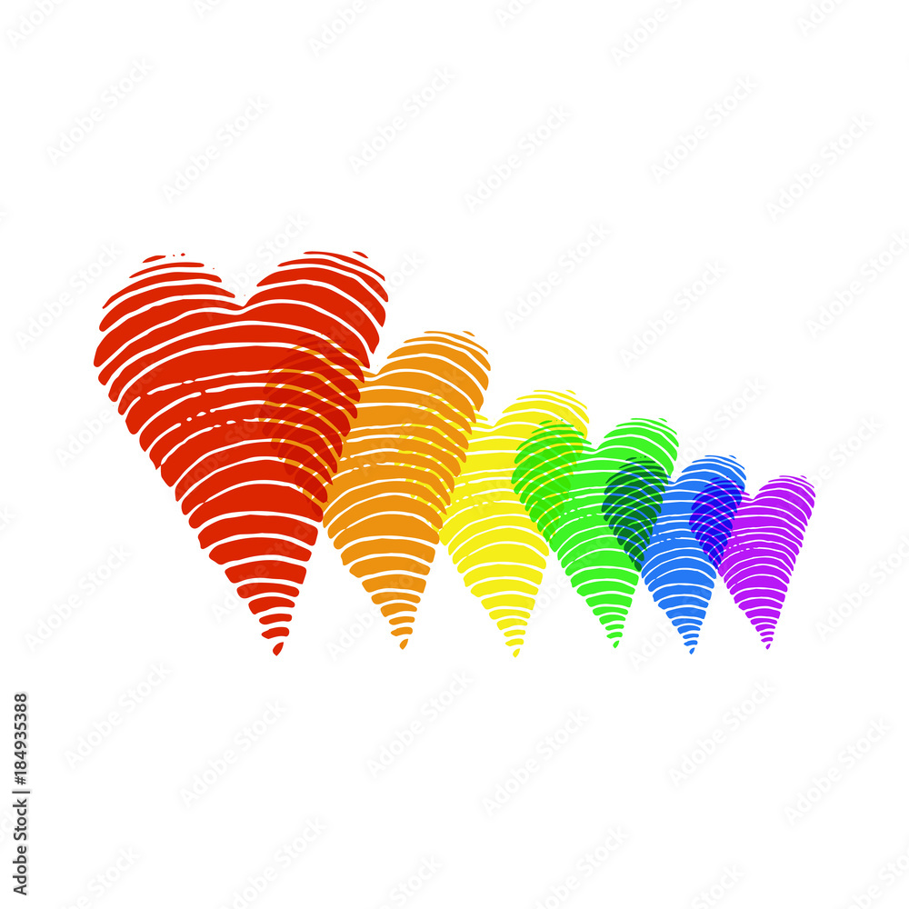 Fototapeta premium heart shape icon, rainbow flag colors love logo