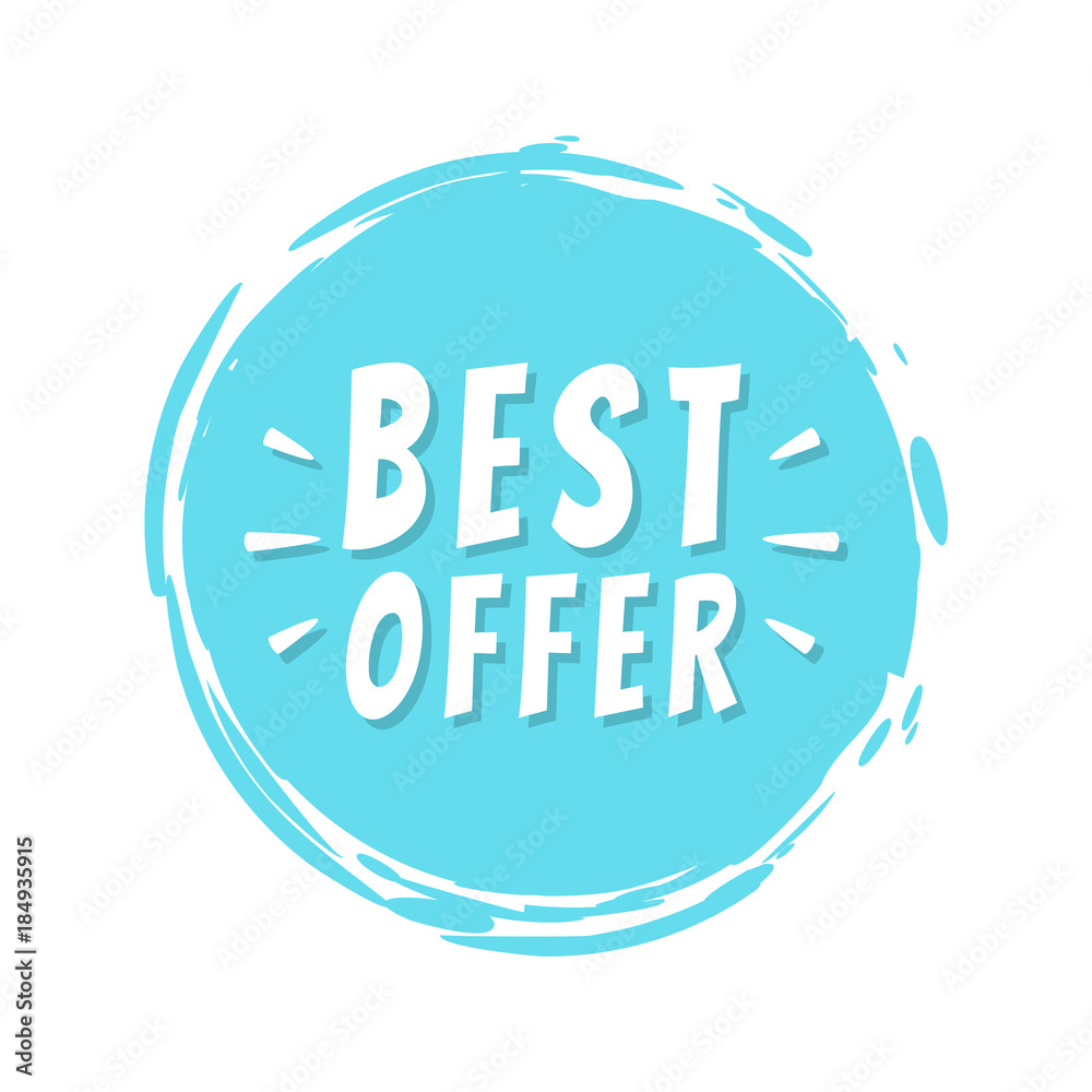 Best Offer Text Blue Painted Spot Brush Stroke Best Offer Text Blue Painted Spot Brush Stroke