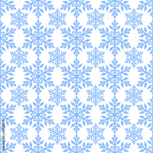 Seamless winter background with snowflakes. Holiday Christmas pattern. Merry Christmas and Happy New Year.