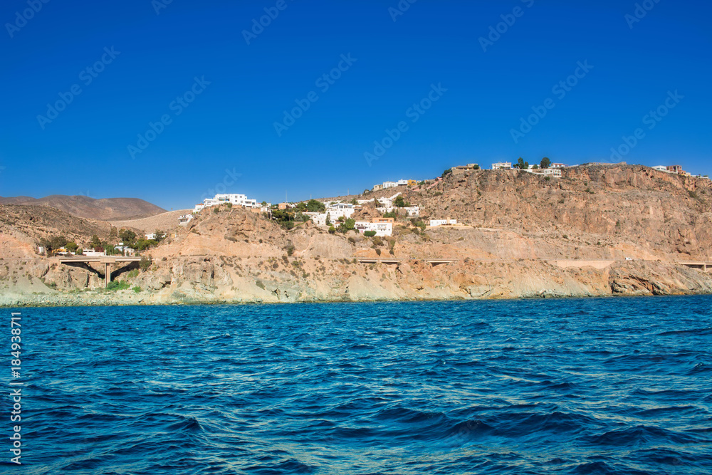 Mediterranean coastal sea view on sunny summer day