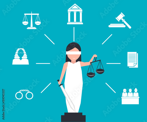 Lady justice or Iustitia in flat stile