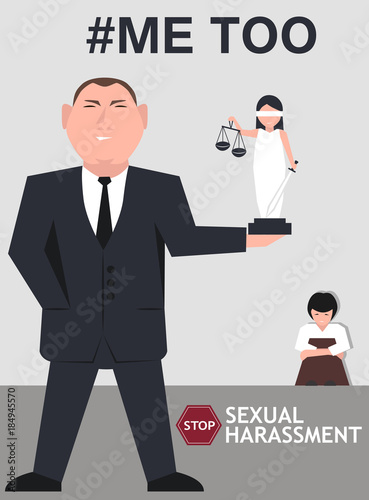 Sexual harassment poster with Lady Justice
