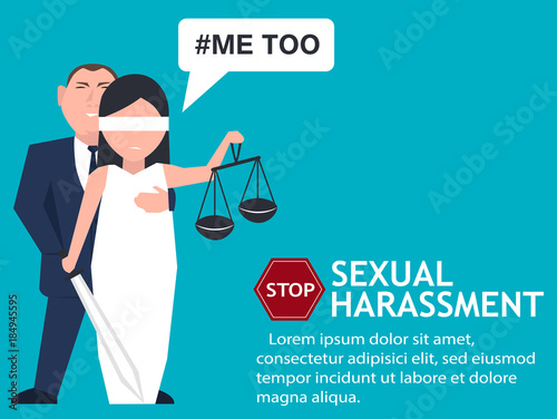 Sexual harassment poster with Lady Justice