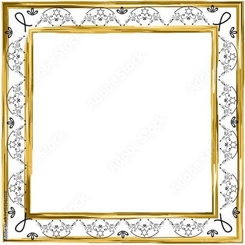Decorative vintage frame. Gold. Jewish star. Vector illustration on isolated background