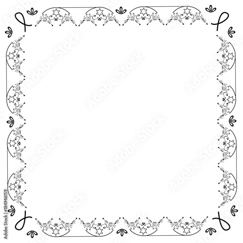 Decorative vintage frame. Jewish star. Vector illustration on isolated background